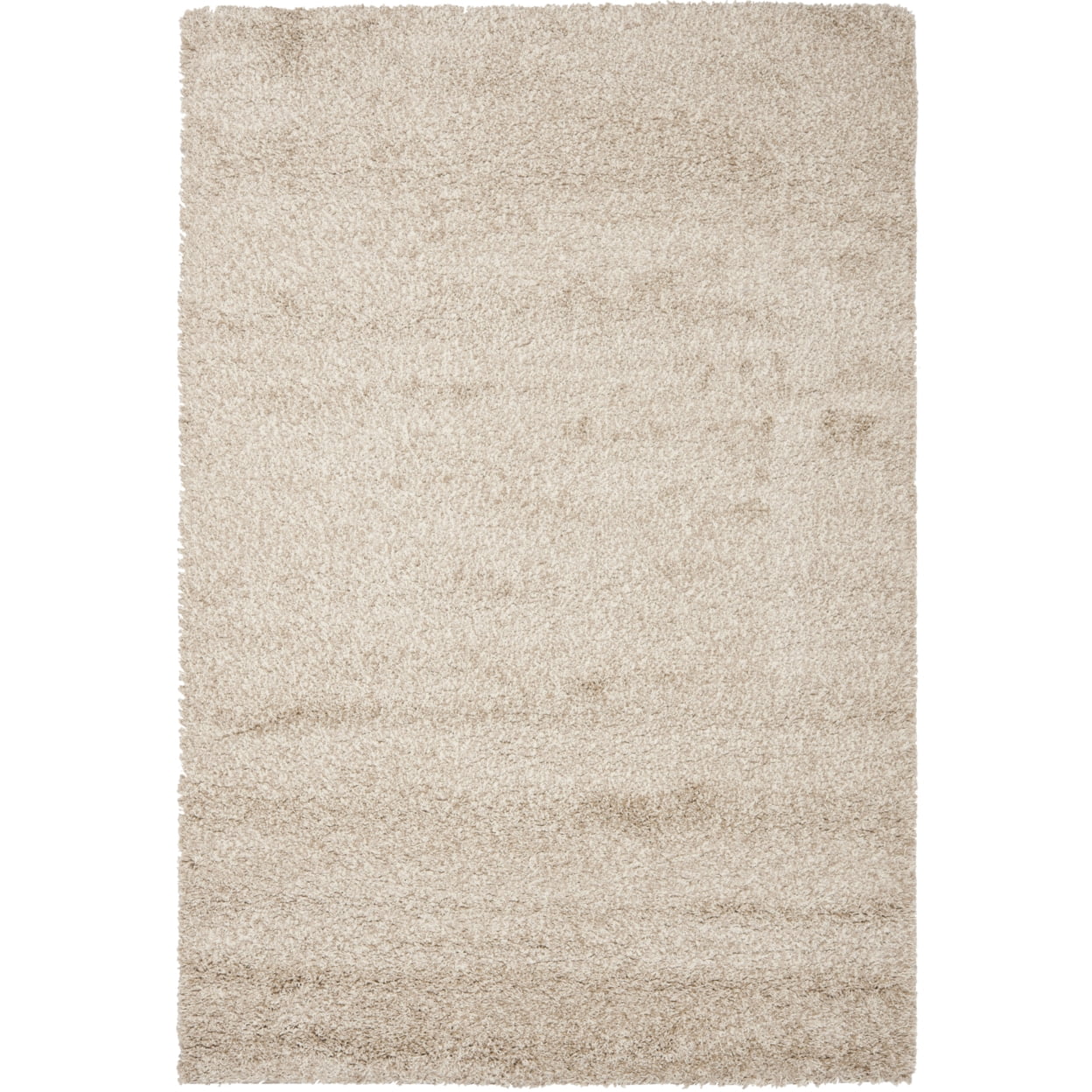 Beige Round Hand-Knotted Shag Synthetic Area Rug