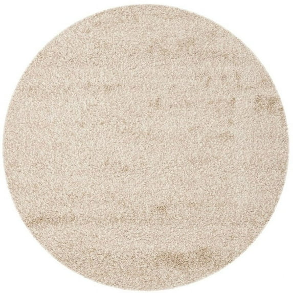 SAFAVIEH Santa Monica Chelsey Solid Shag Area Rug, Beige, 6'7" x 6'7" Round