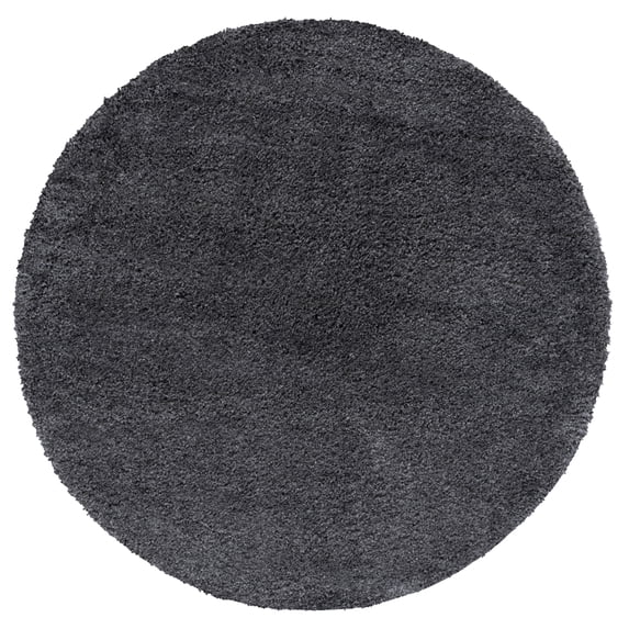 SAFAVIEH Santa Monica Chelsey Solid Shag Area Rug, Dark Grey, 6'7" x 6'7" Round