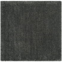SAFAVIEH Santa Monica Chelsey Solid Shag Area Rug, Dark Grey, 6'7" x 6'7" Square