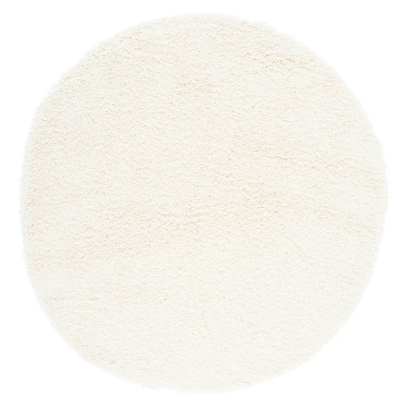 SAFAVIEH Santa Monica Chelsey Solid Shag Area Rug, Ivory, 6'7" x 6'7" Round