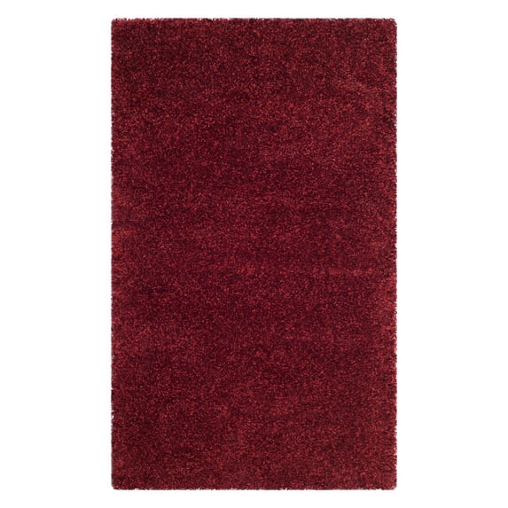 SAFAVIEH Santa Monica Chelsey Solid Shag Area Rug, Maroon, 3' x 5'
