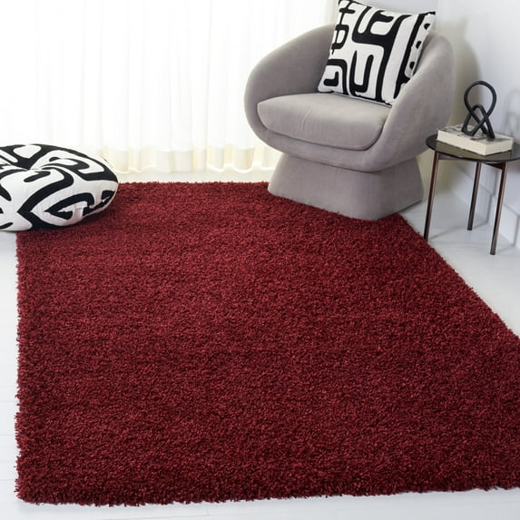 SAFAVIEH Santa Monica Chelsey Solid Shag Area Rug, Maroon, 4' x 6'