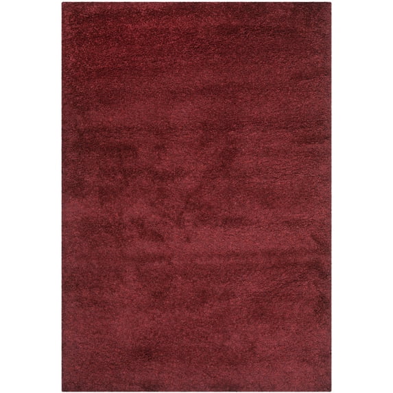 SAFAVIEH Santa Monica Chelsey Solid Shag Area Rug, Maroon, 5'3" x 7'6"