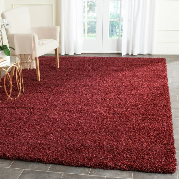 SAFAVIEH Santa Monica Chelsey Solid Shag Area Rug, Maroon, 9'6" x 13'