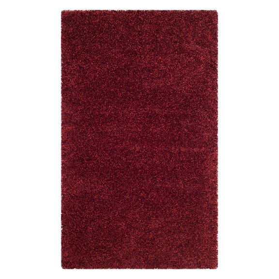 SAFAVIEH Santa Monica Chelsey Solid Shag Area Rug, Maroon, 9' x 12'