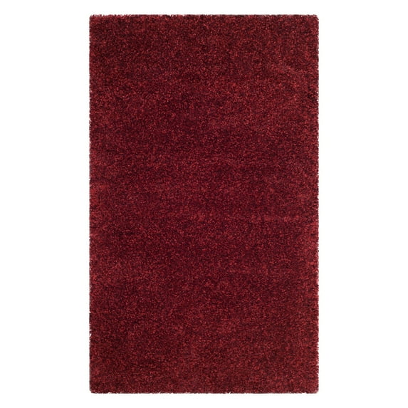 SAFAVIEH Santa Monica Chelsey Solid Shag Area Rug, Maroon, 9' x 12'