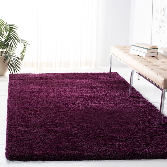 SAFAVIEH Santa Monica Chelsey Solid Shag Area Rug, Purple, 4' x 6'