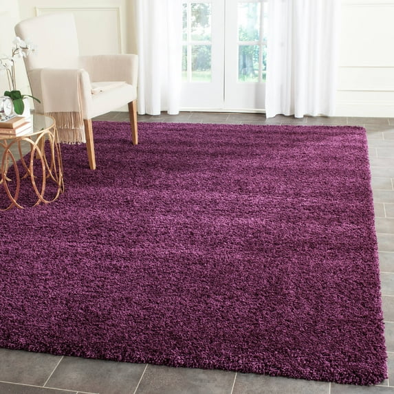 SAFAVIEH Santa Monica Chelsey Solid Shag Area Rug, Purple, 6'7" x 6'7" Square