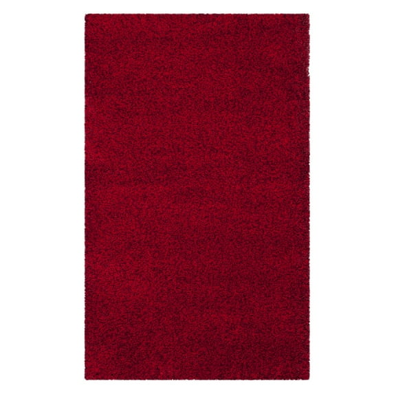 SAFAVIEH Santa Monica Chelsey Solid Shag Area Rug, Red, 5'3" x 7'6"