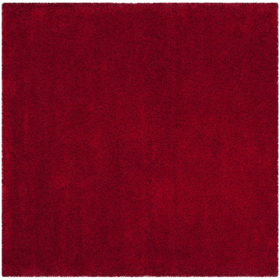SAFAVIEH Santa Monica Chelsey Solid Shag Area Rug, Red, 6'7" x 6'7" Square