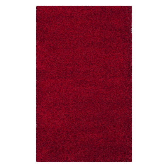 SAFAVIEH Santa Monica Chelsey Solid Shag Area Rug, Red, 9'6" x 13'