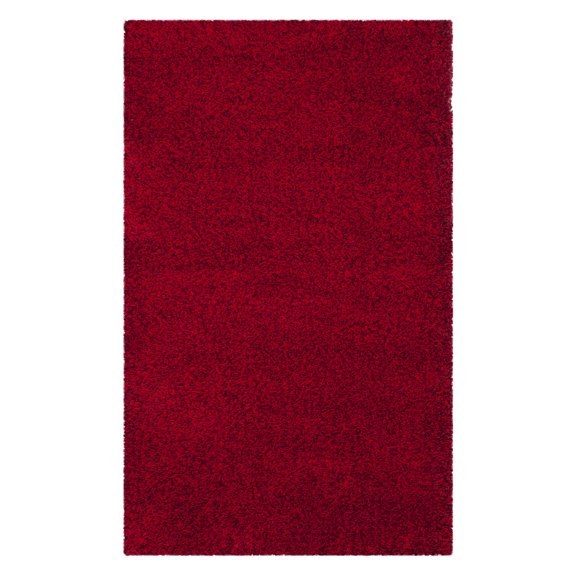 SAFAVIEH Santa Monica Chelsey Solid Shag Area Rug, Red, 9'6" x 13'