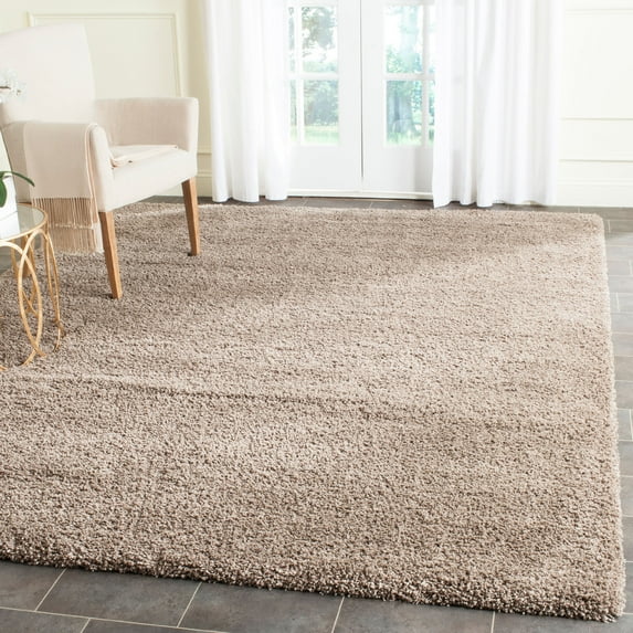 SAFAVIEH Santa Monica Chelsey Solid Shag Area Rug, Taupe, 5'3" x 7'6"