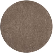 SAFAVIEH Santa Monica Chelsey Solid Shag Area Rug, Taupe, 6'7" x 6'7" Round