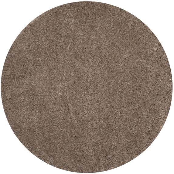 SAFAVIEH Santa Monica Chelsey Solid Shag Area Rug, Taupe, 6'7" x 6'7" Round
