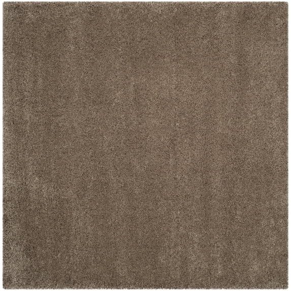 SAFAVIEH Santa Monica Chelsey Solid Shag Area Rug, Taupe, 6'7" x 6'7" Square