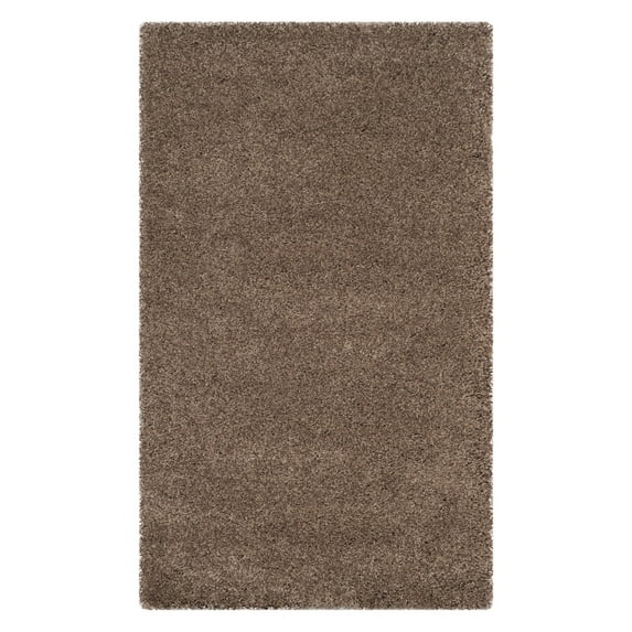 SAFAVIEH Santa Monica Chelsey Solid Shag Area Rug, Taupe, 9'6" x 13'