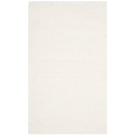SAFAVIEH Santa Monica Chelsey Solid Shag Area Rug, White, 3' x 5'