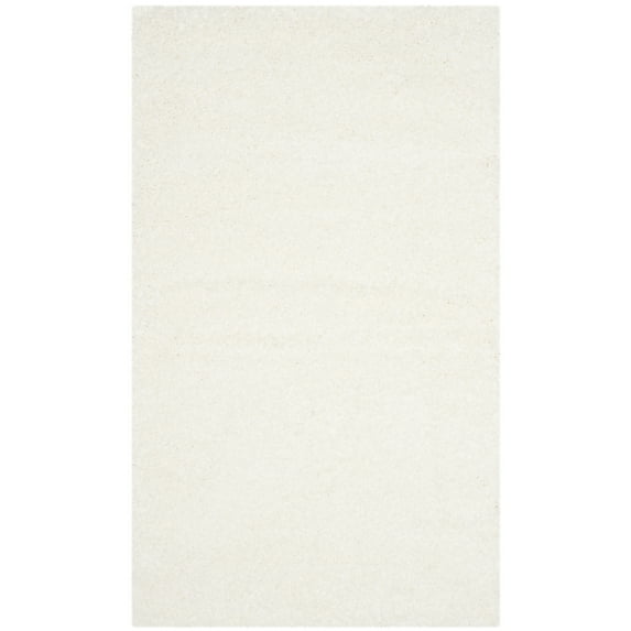 SAFAVIEH Santa Monica Chelsey Solid Shag Area Rug, White, 3' x 5'