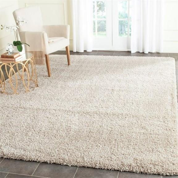 SAFAVIEH Santa Monica Chelsey Solid Shag Runner Rug, Beige, 2'3" x 7'