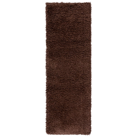SAFAVIEH Santa Monica Chelsey Solid Shag Runner Rug, Brown, 2'3" x 11'
