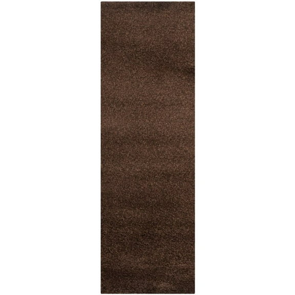 SAFAVIEH Santa Monica Chelsey Solid Shag Runner Rug, Brown, 2'3" x 7'
