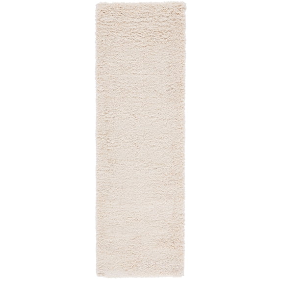 SAFAVIEH Santa Monica Chelsey Solid Shag Runner Rug, Ivory, 2'3" x 7'