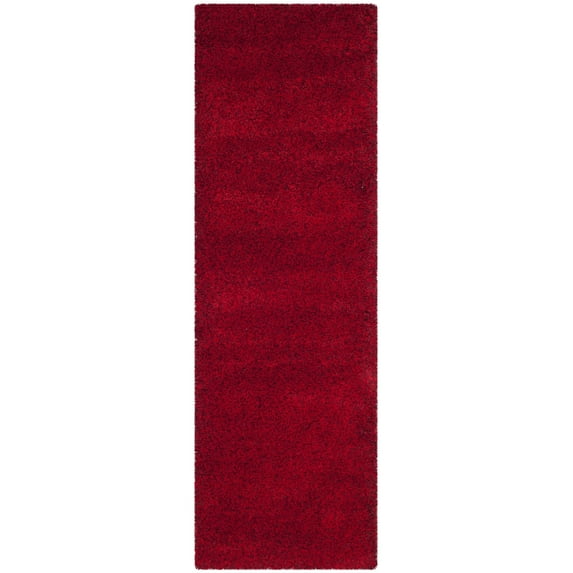 SAFAVIEH Santa Monica Chelsey Solid Shag Runner Rug, Red, 2'3" x 11'
