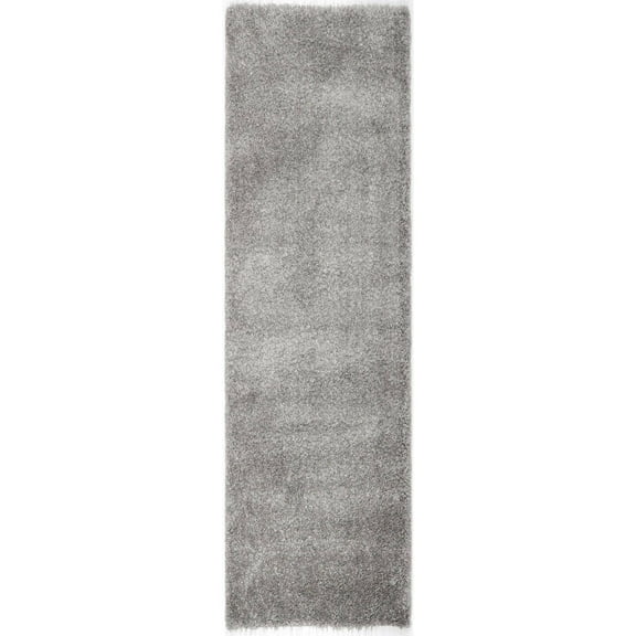 SAFAVIEH Santa Monica Chelsey Solid Shag Runner Rug, Silver, 2'3" x 7'