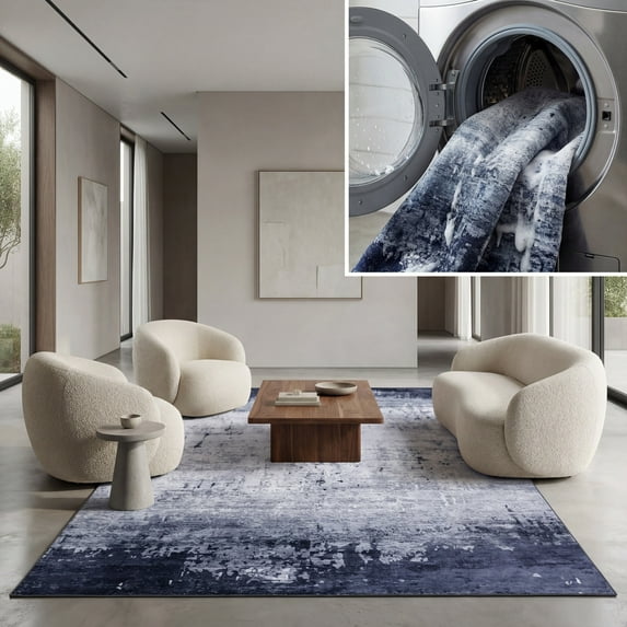 SAFAVIEH Santa Monica Jeffrey Abstract Polyester Area Rug, Light Gray/Gray, 8' x 10'
