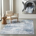 thumbnail image 1 of SAFAVIEH Santa Monica Norbert Abstract Polyester Area Rug, Ivory/Blue, 4' x 6', 1 of 13