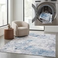 thumbnail image 1 of SAFAVIEH Santa Monica Otis Abstract Polyester Area Rug, Ivory/Blue, 6' x 9', 1 of 13