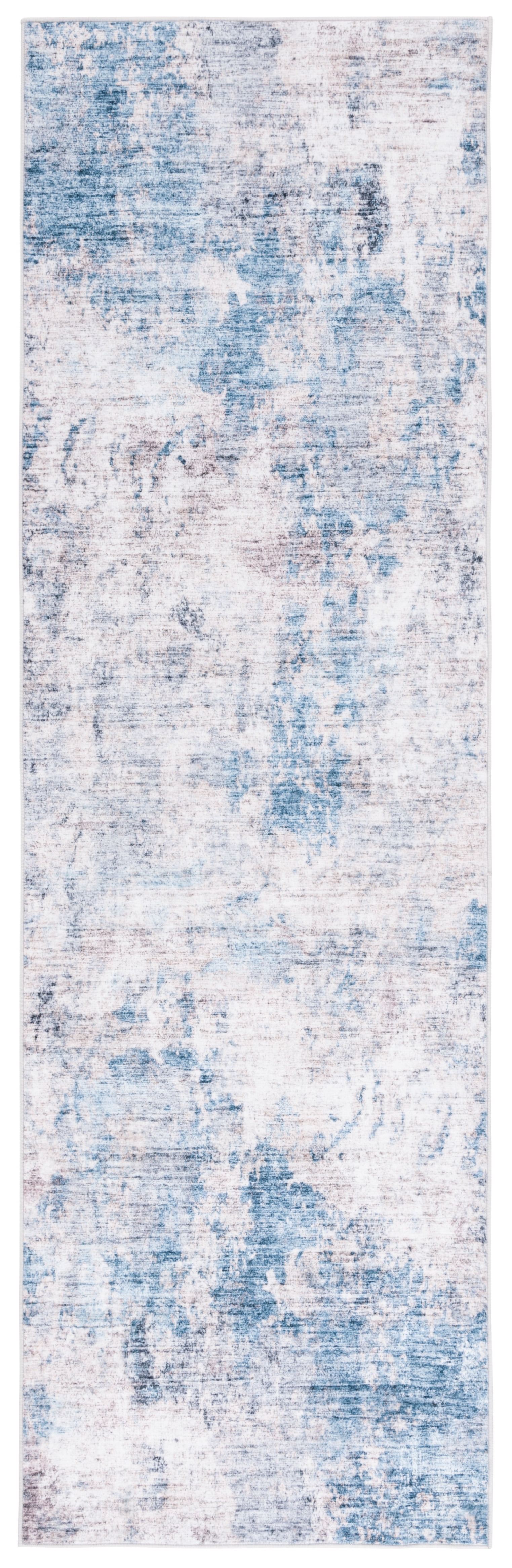 SAFAVIEH Santa Monica Otis Abstract Polyester Runner Rug, Ivory/Blue, 2'6" x 8'