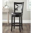 thumbnail image 1 of SAFAVIEH Santino Traditional Rustic Swivel Bar Stool with Footrest, Black, 1 of 6