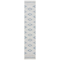 SAFAVIEH Santorini Moira Geometric Indoor/Outdoor Runner Rug, Blue/Ivory, 2' x 10'