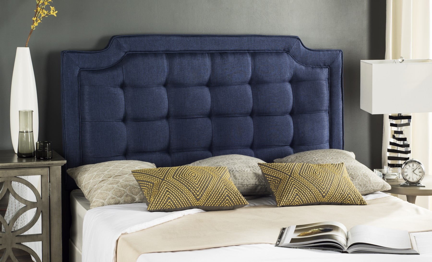 SAFAVIEH Sapphire Modern Glam Tufted Headboard, Full, Navy