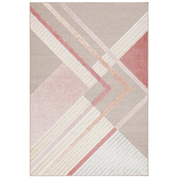 SAFAVIEH Sarasota Alton Geometric Indoor/Outdoor Area Rug, Pink/Brown, 8' x 10'
