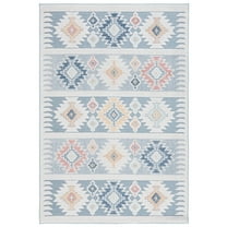 SAFAVIEH Sarasota Giovanni Geometric Indoor/Outdoor Runner Rug, Light Blue/Grey, 2'3" x 9'