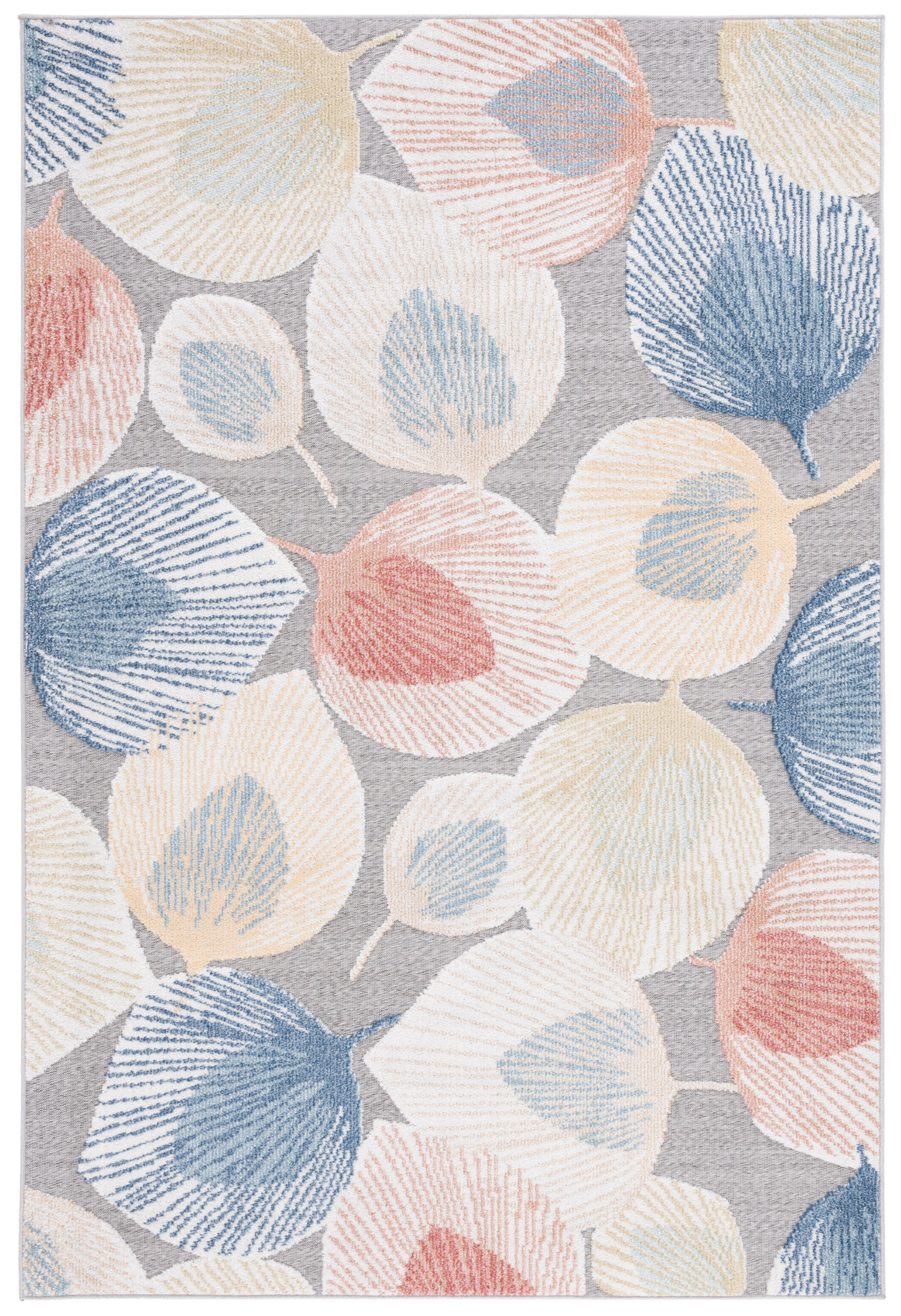 SAFAVIEH Sarasota Nash Botanical Indoor/Outdoor Area Rug, Beige/Grey, 4'5" x 6'5"