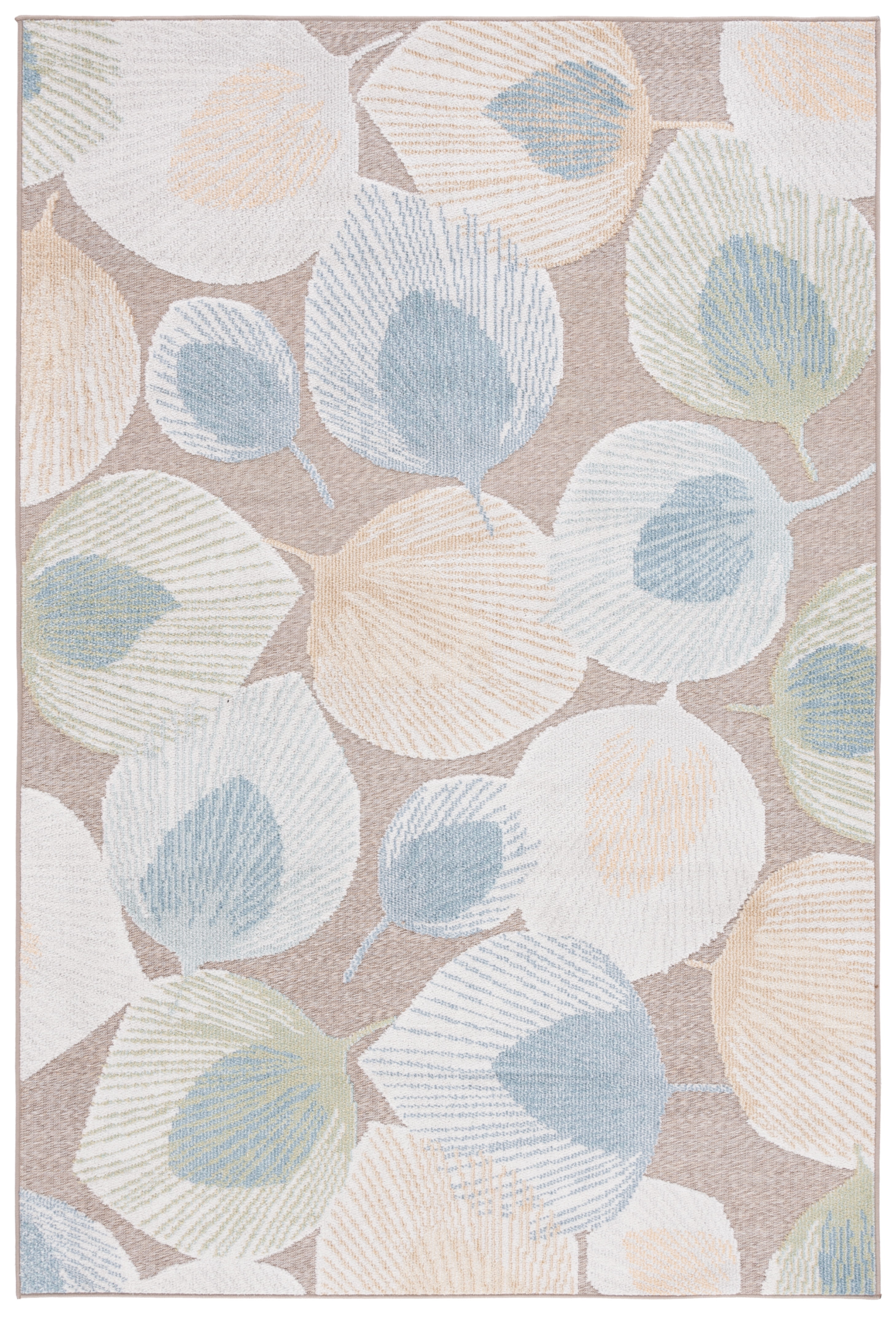 SAFAVIEH Sarasota Nash Botanical Indoor/Outdoor Area Rug, Grey/Brown, 9' x 12'