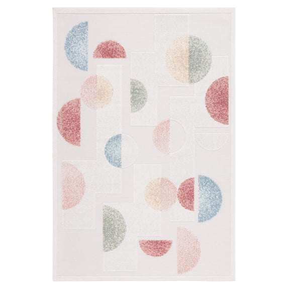 SAFAVIEH Sarasota Toria Geometric Indoor/Outdoor Area Rug, Grey/Pink, 8' x 10'