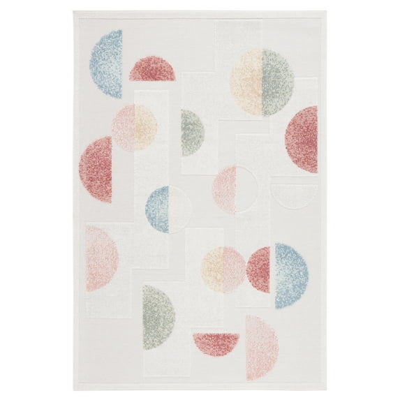 SAFAVIEH Sarasota Toria Geometric Indoor/Outdoor Area Rug, Grey/Pink, 9' x 12'