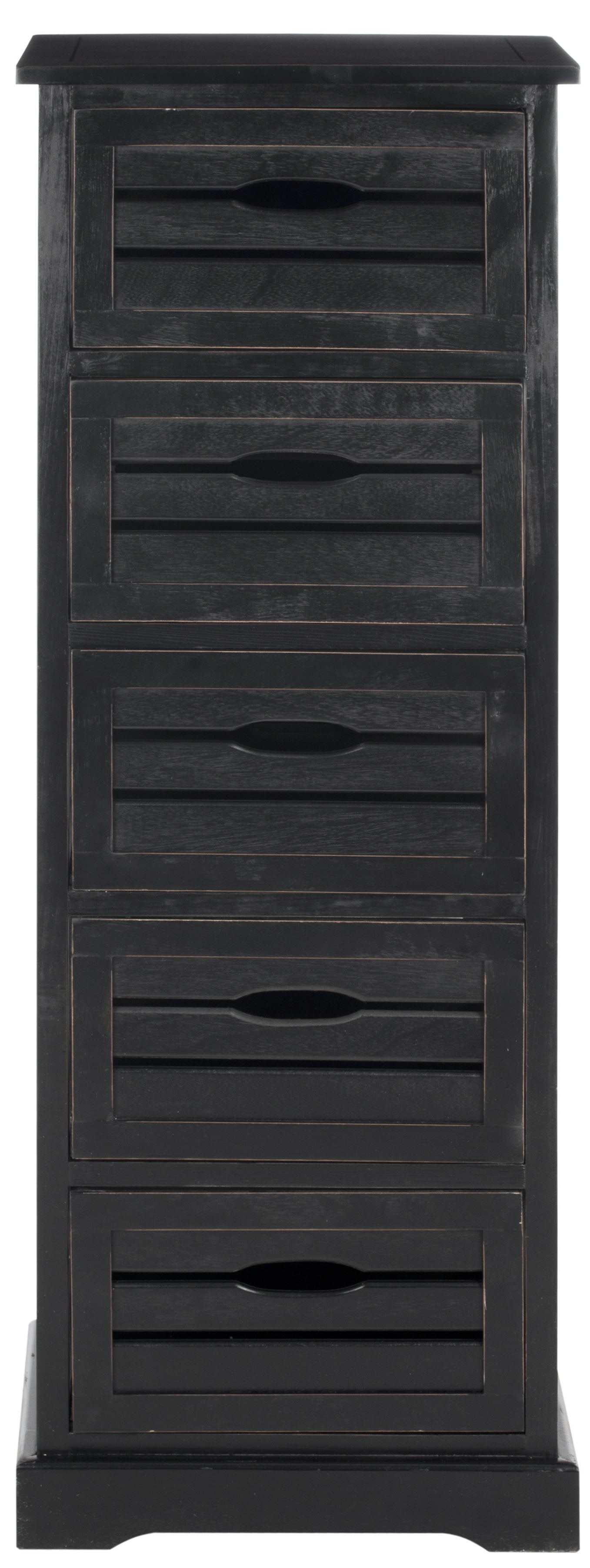 SAFAVIEH Sarina Solid Rustic 5 Drawer Cabinet, Distressed Black