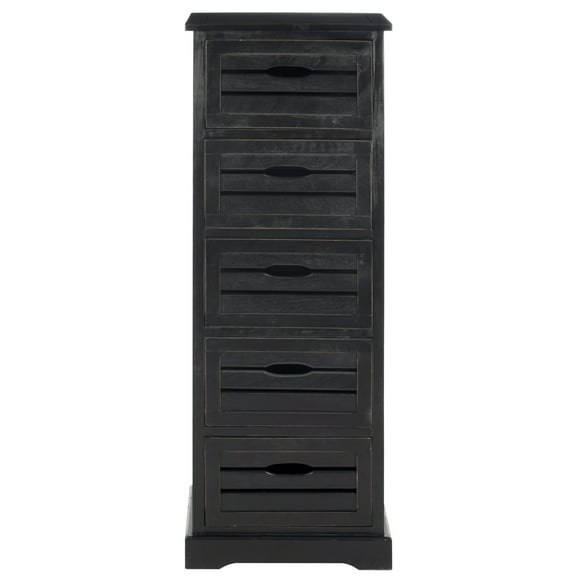 SAFAVIEH Sarina Solid Rustic 5 Drawer Cabinet, Distressed Black