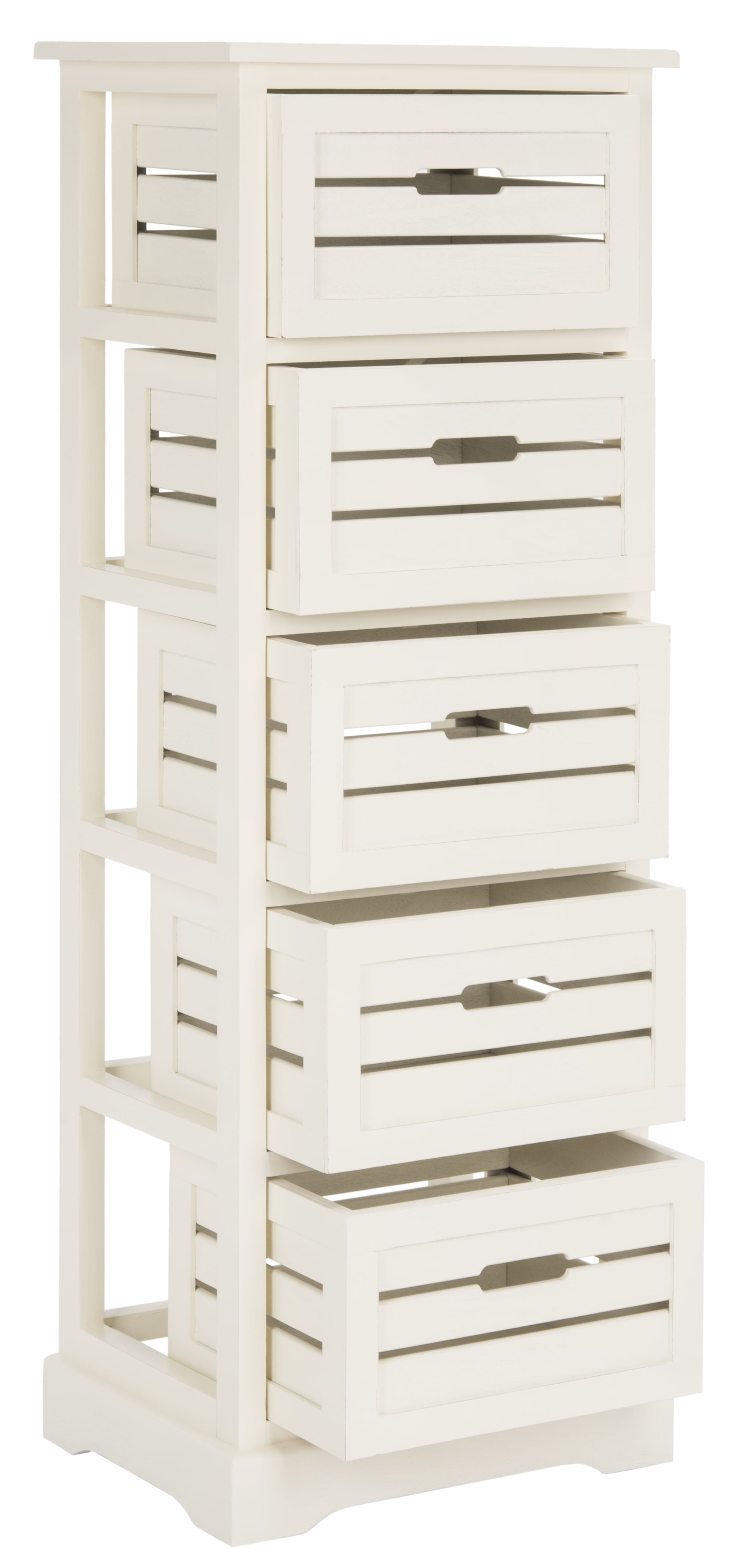 Coastal White Pine 5-Drawer Lingerie Chest with Slatted Crates
