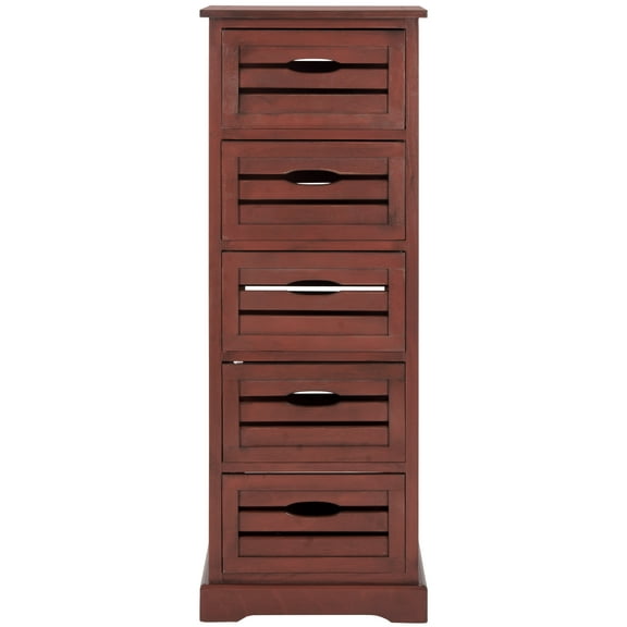 SAFAVIEH Sarina Solid Rustic 5 Drawer Cabinet, Red