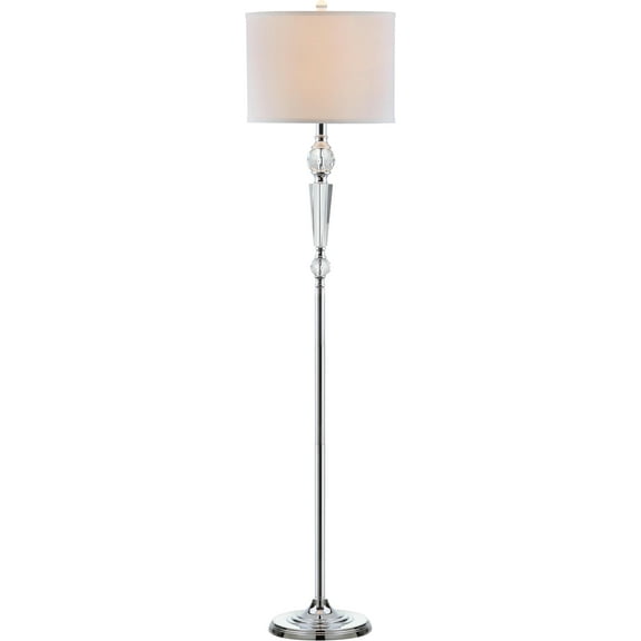 SAFAVIEH Savannah 60 in. Glam Clear Crystal Floor Lamp with 100% Off-White Cotton Shade