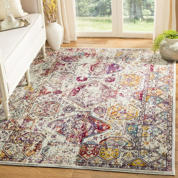 SAFAVIEH Savannah Baldric Faded Transitional Polyester Area Rug, Grey, 5'1" x 7'6"