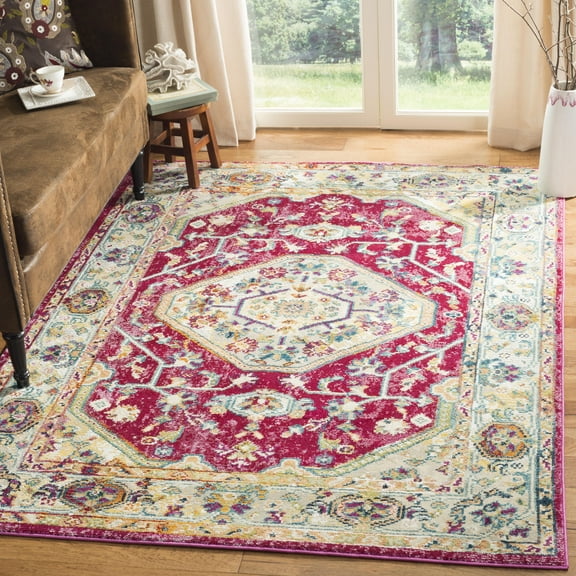 SAFAVIEH Savannah Tendrils Faded Traditional Polyester Area Rug, Violet, 3' x 5'